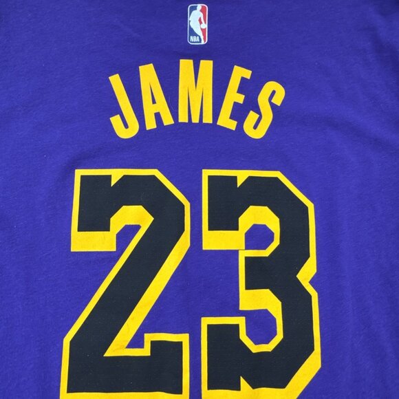 Nike Lakers 23 LeBron James T Shirt Tee Mens 2XL Purple NBA Dri-Fit Basketball - Picture 4 of 11